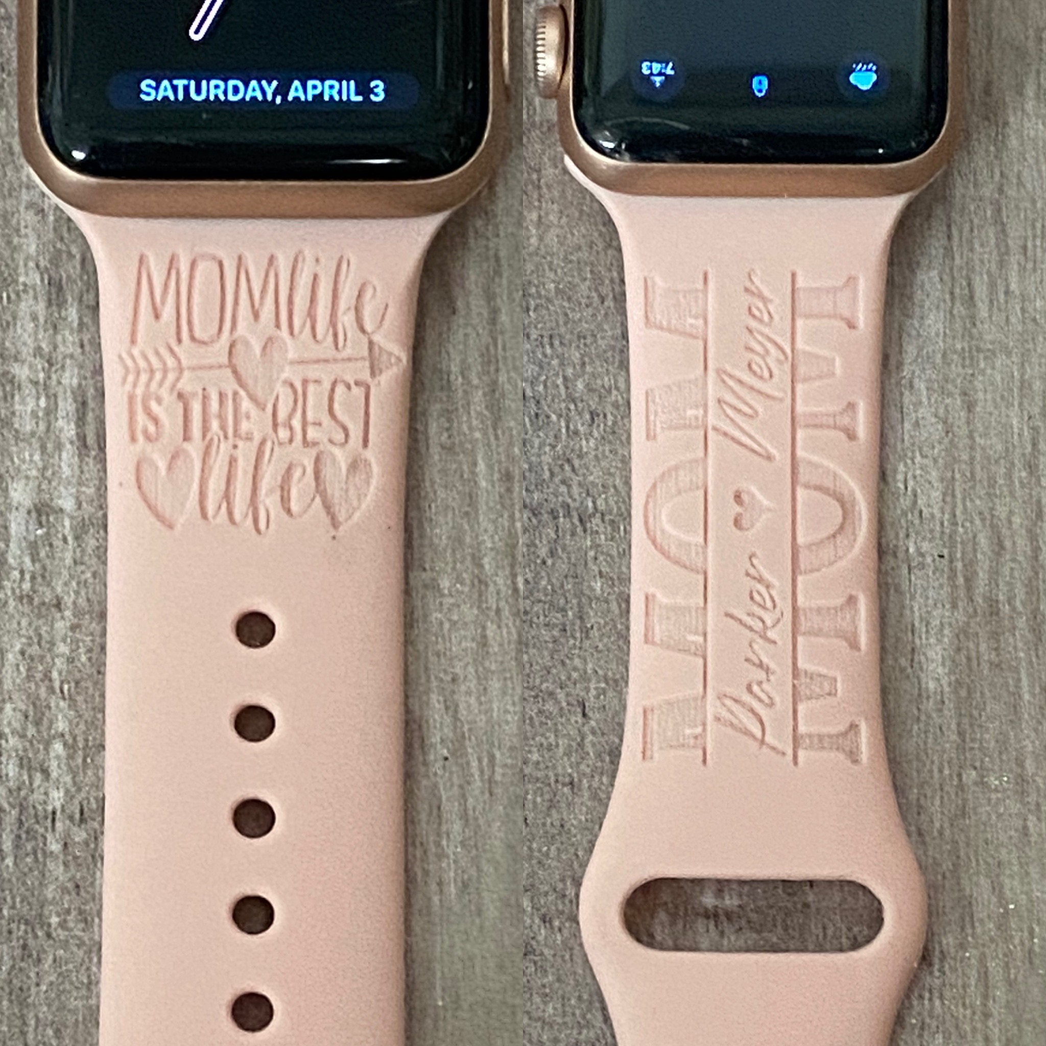 Laser engraved Apple Watch bands - various designs